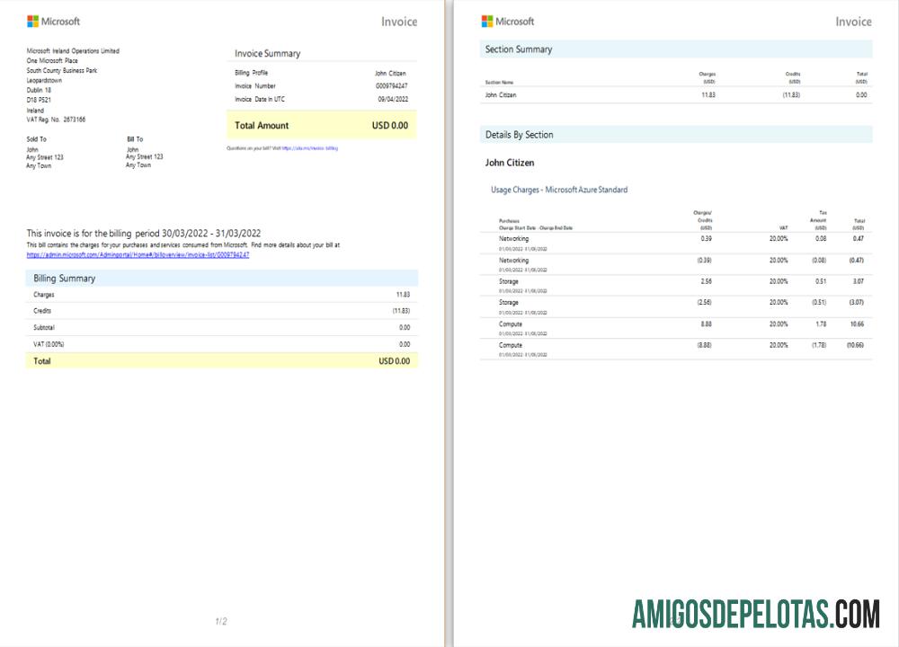Fatura limitada de operações da Microsoft Irlanda na Irlanda modelo